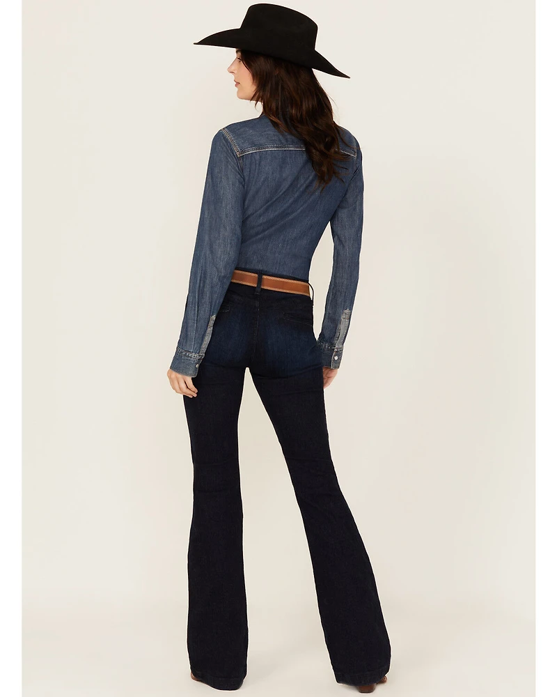 Cinch Women's Lynden Dark Wash Mid Rise Trouser Stretch Denim Jeans