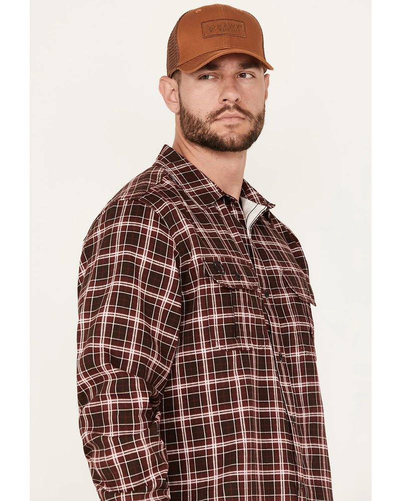 Hawx Men's FR Plaid Print Woven Button-Down Work Shirt