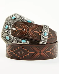 Shyanne Women's Stone Buckle Southwestern Print Embossed Belt