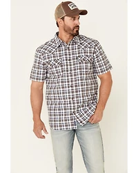 Moonshine Spirit Men's Fence Post Plaid Short Sleeve Snap Western Shirt