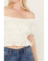 Trixxi Women's Cropped Jaquard Top