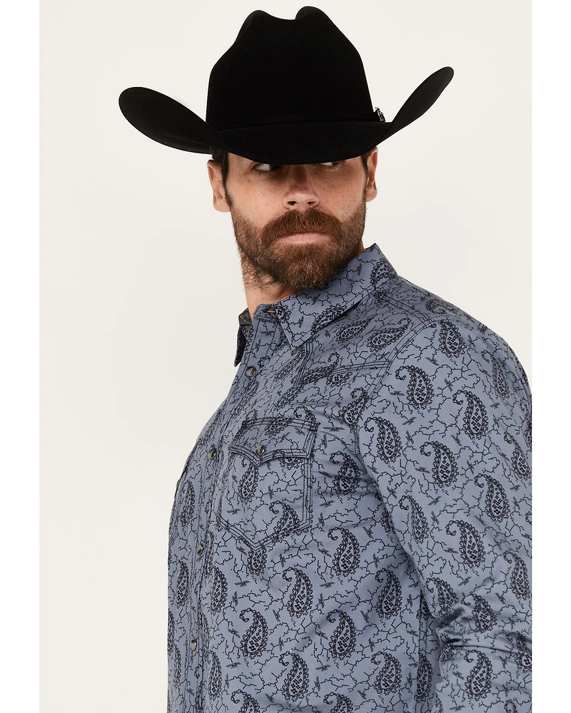 Moonshine Spirit Men's Satanta Paisley Print Long Sleeve Snap Western Shirt