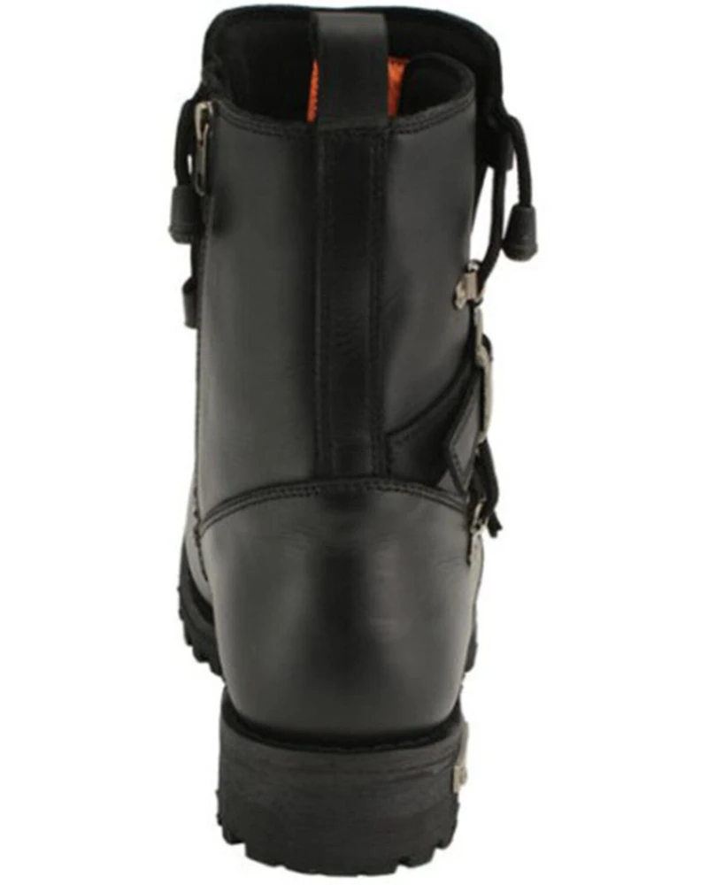 Milwaukee Leather Men's Tactical Buckle Logger Motorcycle Boots - Round Toe