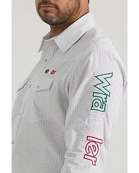 Wrangler Men's Mexico Logo Geo Print Long Sleeve Snap Western Shirt - Tall