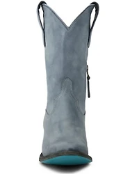 Lane Women's Plain Jane Washed Denim Midi Western Boots - Round Toe