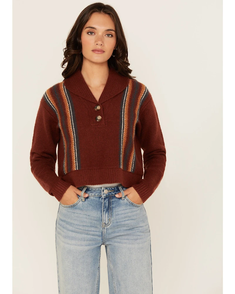Cleo + Wolf Women's Collette Striped Print Long Sleeve Sweater