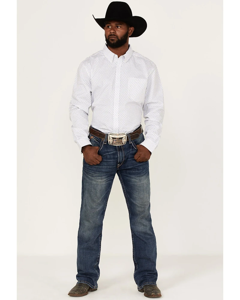 RANK 45® Men's Mash Up Floral Geo Print Long Sleeve Button-Down Western Shirt