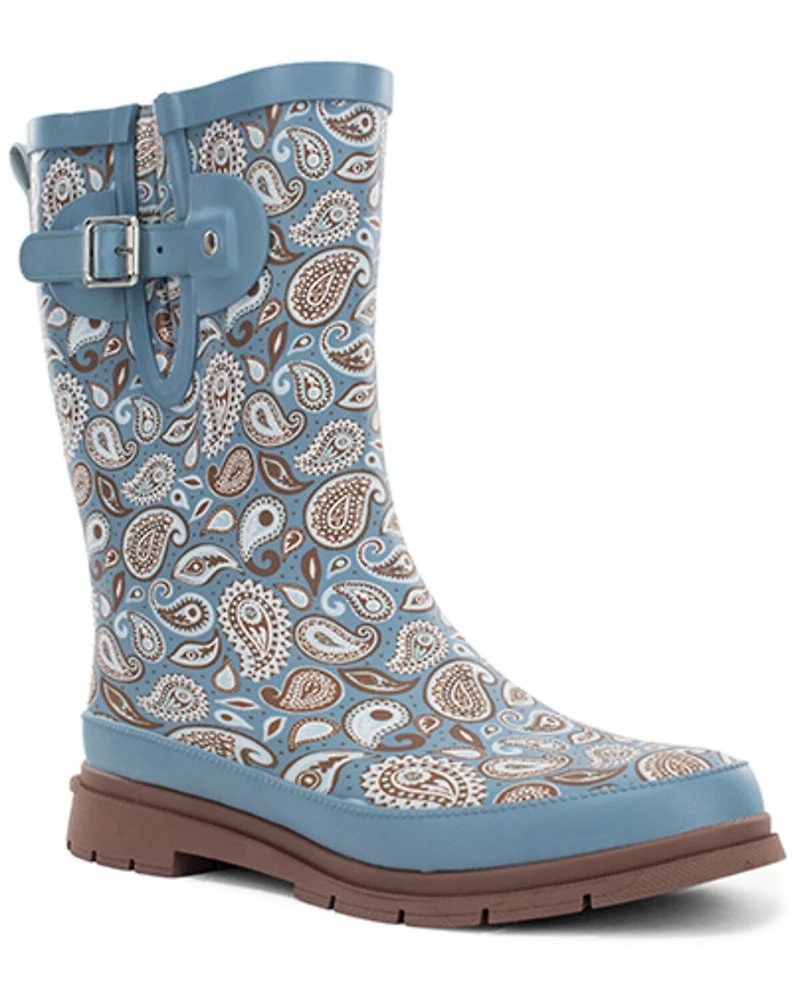Western Chief Women's Bandana Print Mid Rain Boots - Round Toe