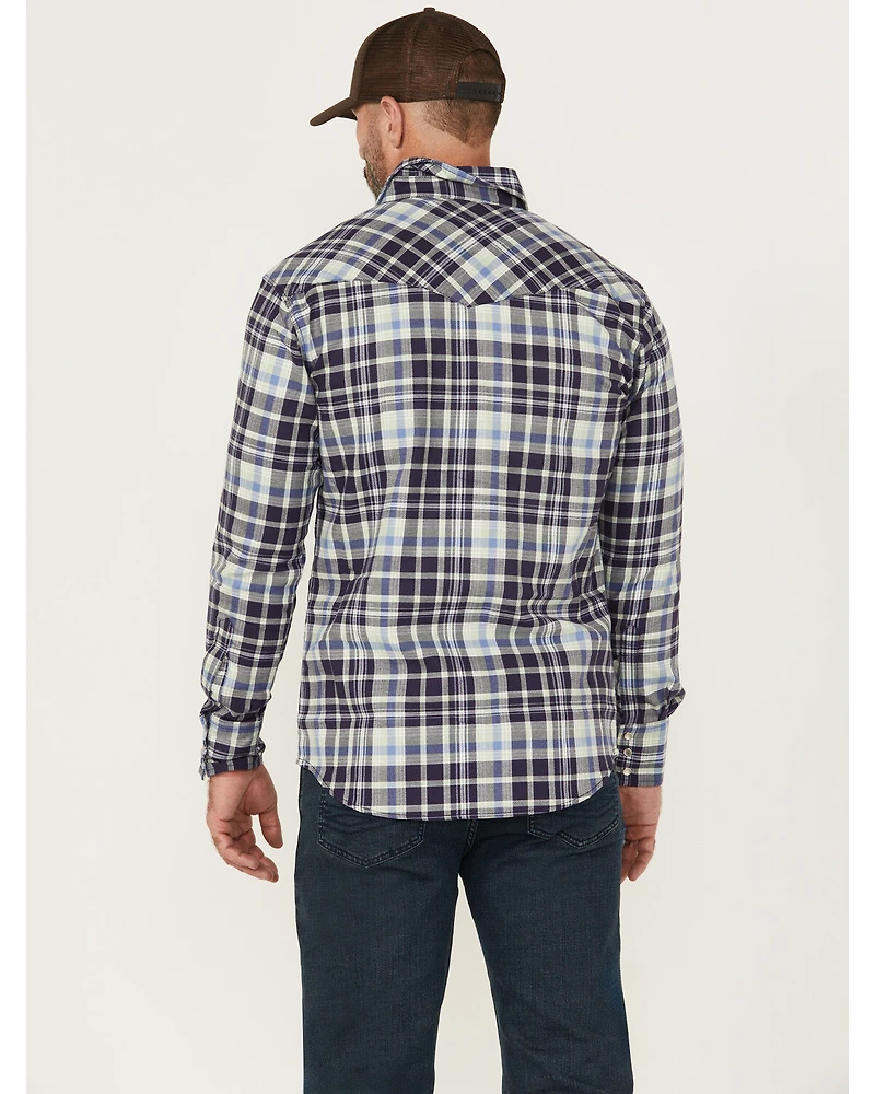 Wrangler Men's FR Plaid Print Long Sleeve Snap Work Shirt