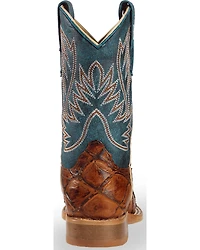 Horse Power Boys' Seas the Day Fish Print Boots - Square Toe