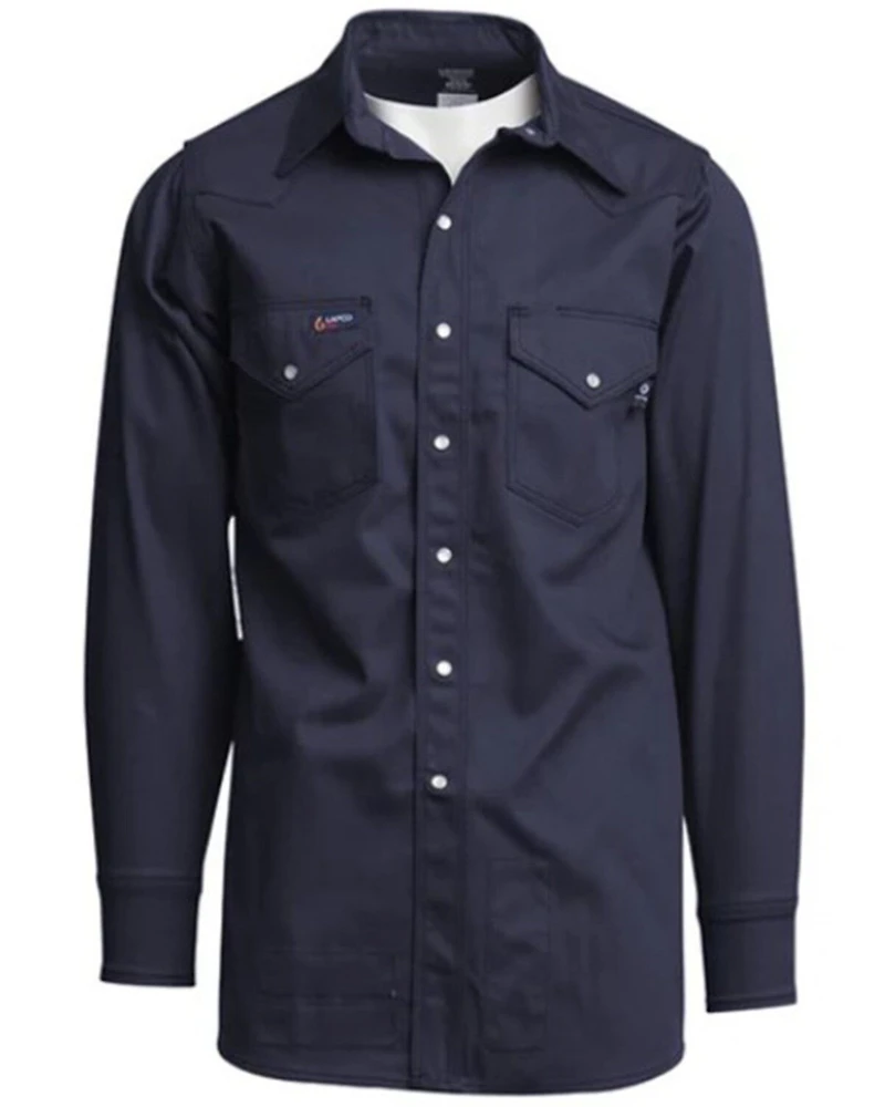 Lapco Men's FR Solid Long Sleeve Snap Western Work Shirt