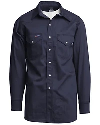 Lapco Men's FR Solid Long Sleeve Snap Western Work Shirt