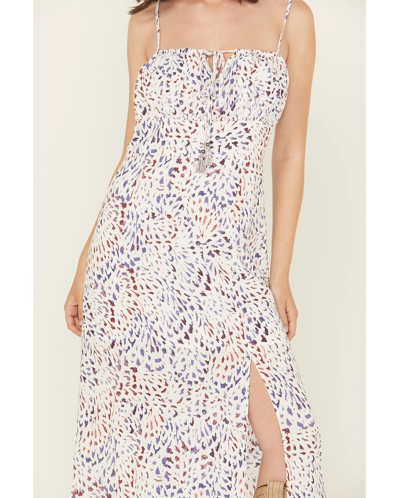 Lovestitch Women's Multicolored Leopard Print Sleeveless Midi Dress