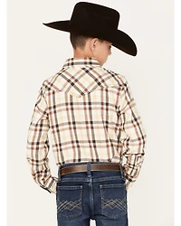 Cody James Boys' Plaid Print Long Sleeve Western Snap Flannel Shirt