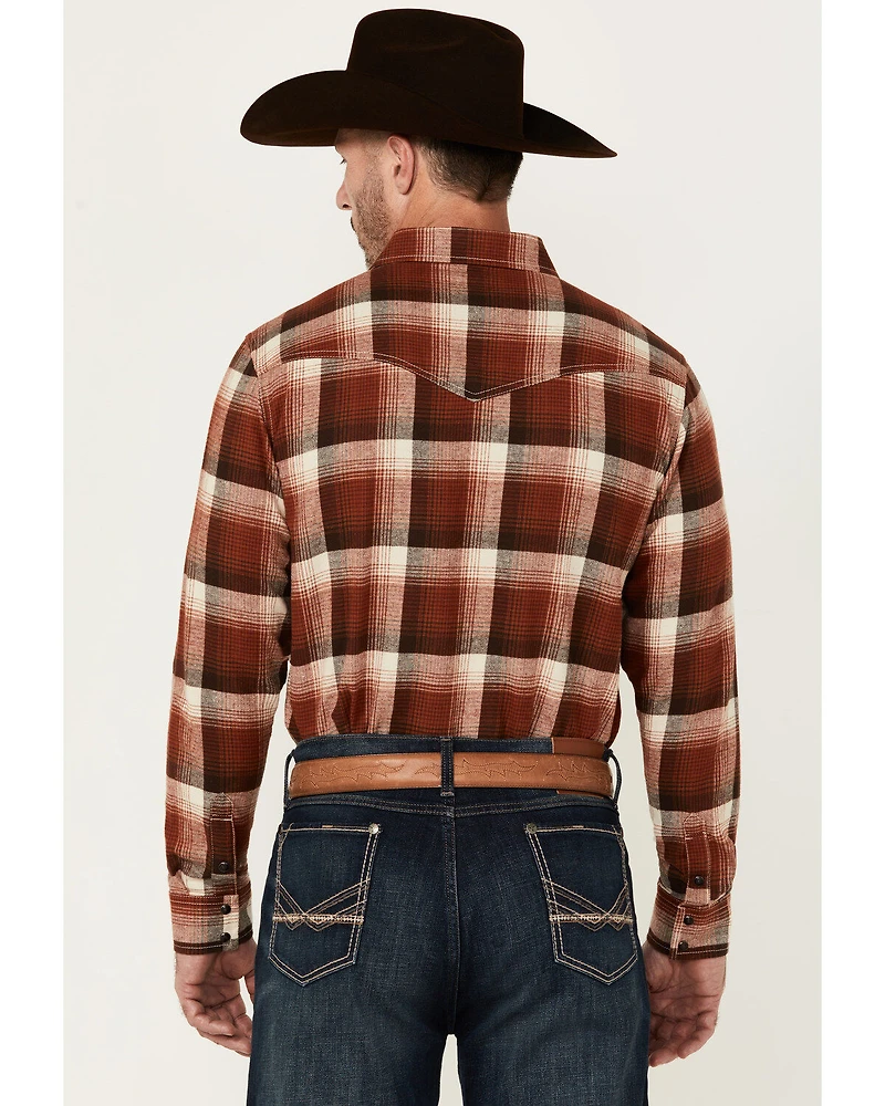 Blue Ranchwear Men's Finney Plaid Print Long Sleeve Snap Western Shirt
