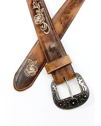 Shyanne Women's Lasy Cream Floral Western Belt