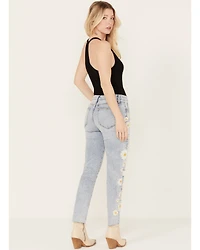 Driftwood Women's Daisy Daydream Light Wash High Rise Straight Cropped Jeans