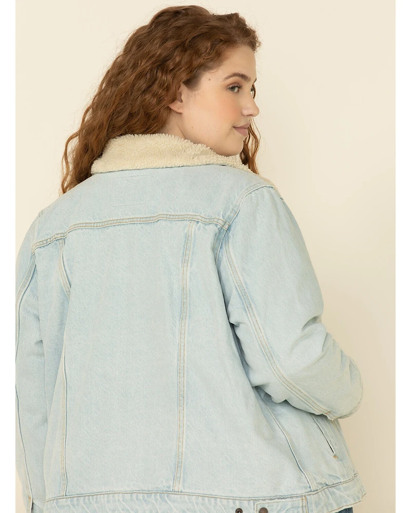 Levi's Women's Light Wash Sherpa Lined Collar Jacket