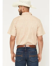 RANK 45® Men's Mustang 2 Geo Print Short Sleeve Button-Down Stretch Western Shirt