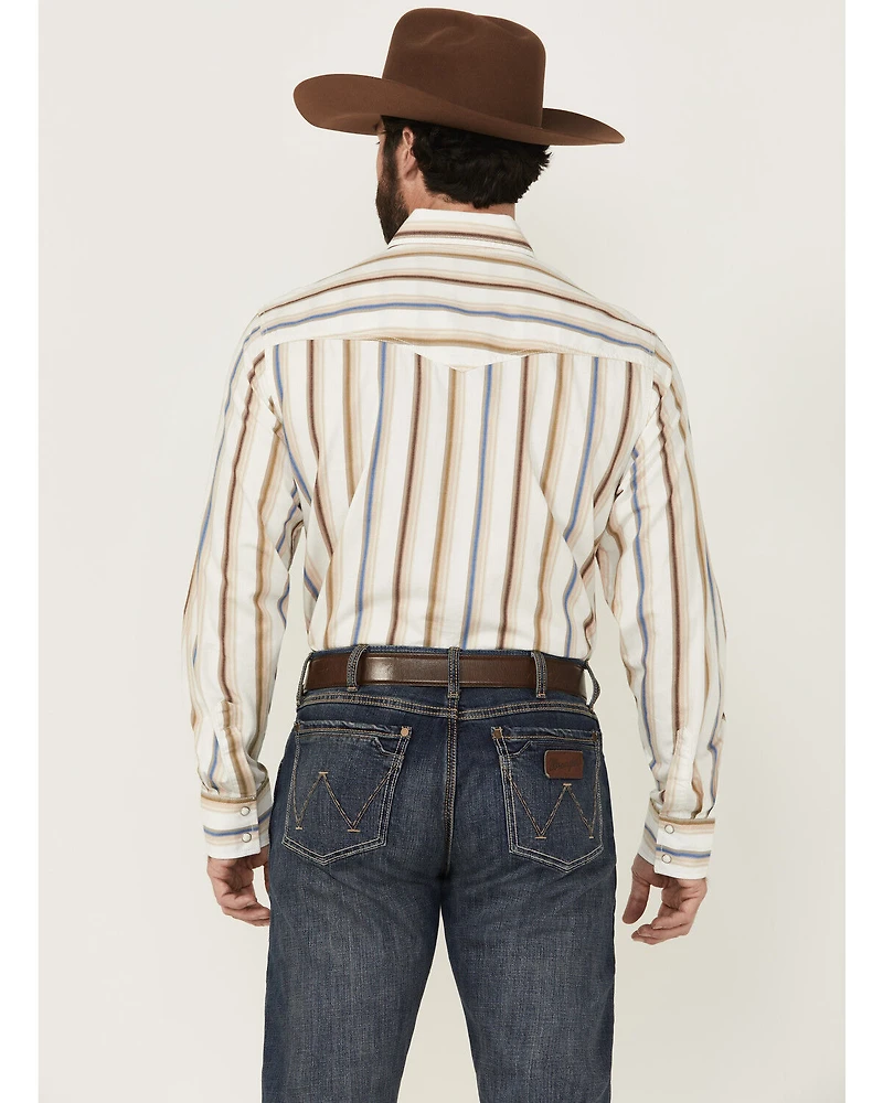Wrangler Retro Men's Striped Print Long Sleeve Snap Stretch Western Shirt