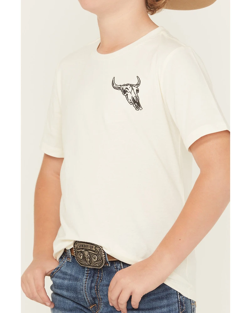 Sable Sky Boys' Cow Skull Short Sleeve Graphic T-Shirt