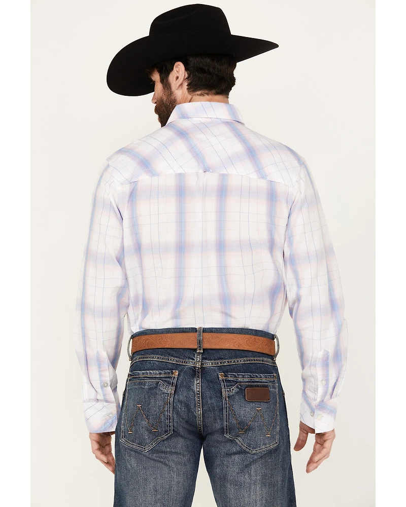 Resistol Men's Bozeman Ombre Plaid Print Long Sleeve Button Down Western Shirt