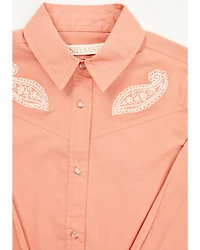 Shyanne Toddler Girls' Cedar Embroidered Long Sleeve Pearl Snap Stretch Western Shirt