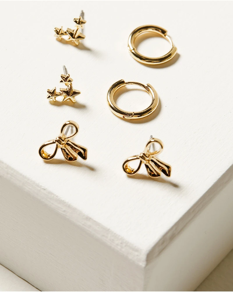 Shyanne Women's Bow And Star Earring Set - 6 Piece