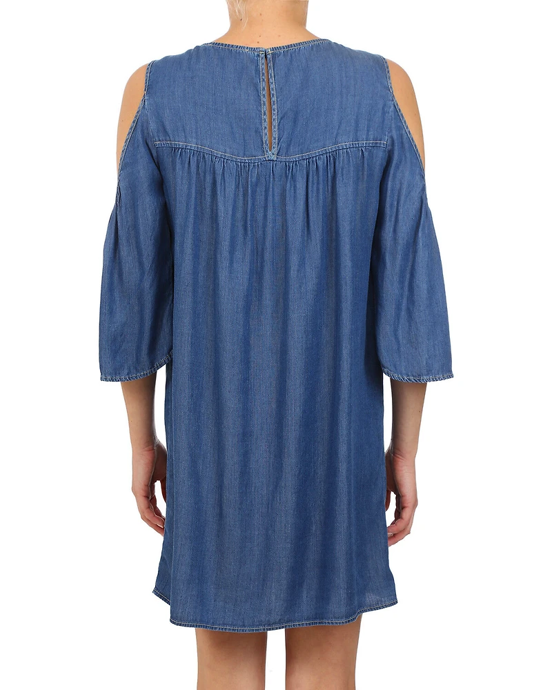Glam Women's Tencel Cold Shoulder Mini Dress