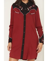 Panhandle Slim Women's Boot Barn Exclusive Long Sleeve Retro Embroidered Challis Mini Dress