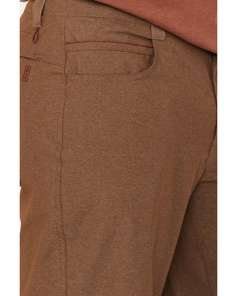 Brothers and Sons Men's Stretch Ripstop Brown Slim Straight Cargo Shorts