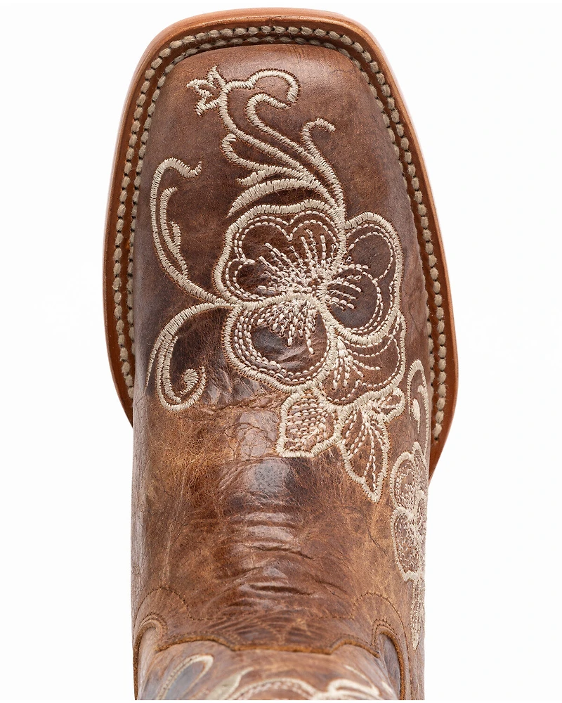 Shyanne Women's Lasy Floral Embroidered Western Boots - Broad Square Toe