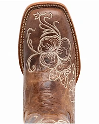 Shyanne Women's Lasy Floral Embroidered Western Boots - Broad Square Toe