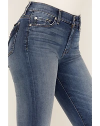 7 For All Mankind Women's Medium Wash Mid Rise Dojo Wide Jeans