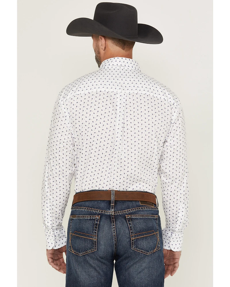 George Strait by Wrangler Men's Paisley Print Long Sleeve Button-Down Stretch Western Shirt