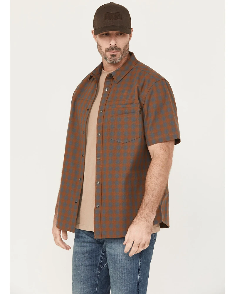 Hawx Men's Tanaka Plaid Print Short Sleeve Button-Down Shirt
