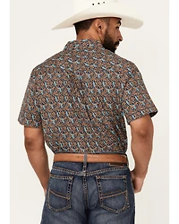 RANK 45® Men's Raflame Geo Print Short Sleeve Button-Down Stretch Western Shirt