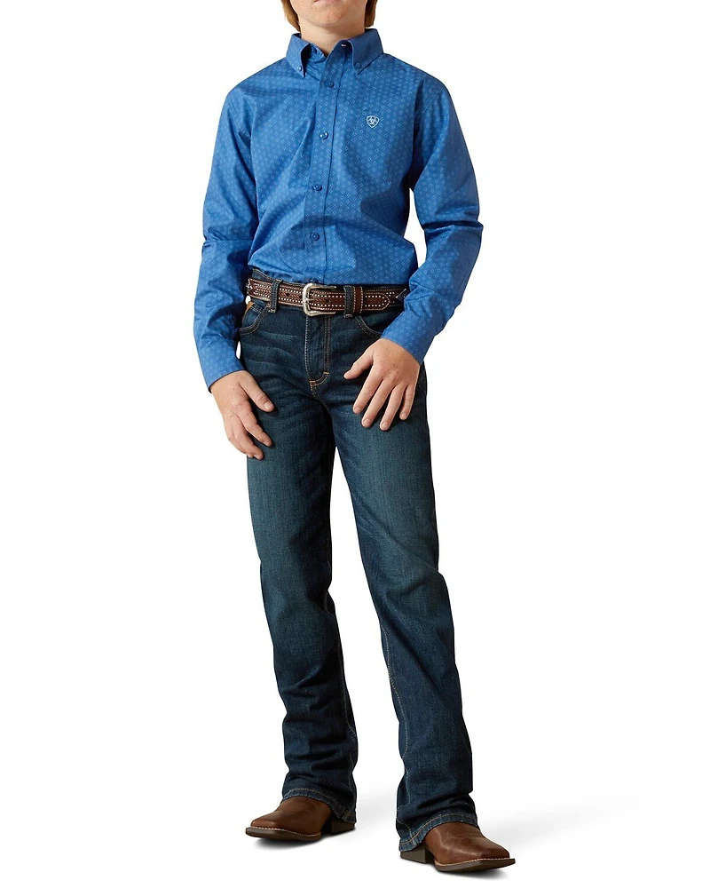 Ariat Boys' Geo Print Long Sleeve Button-Down Western Shirt
