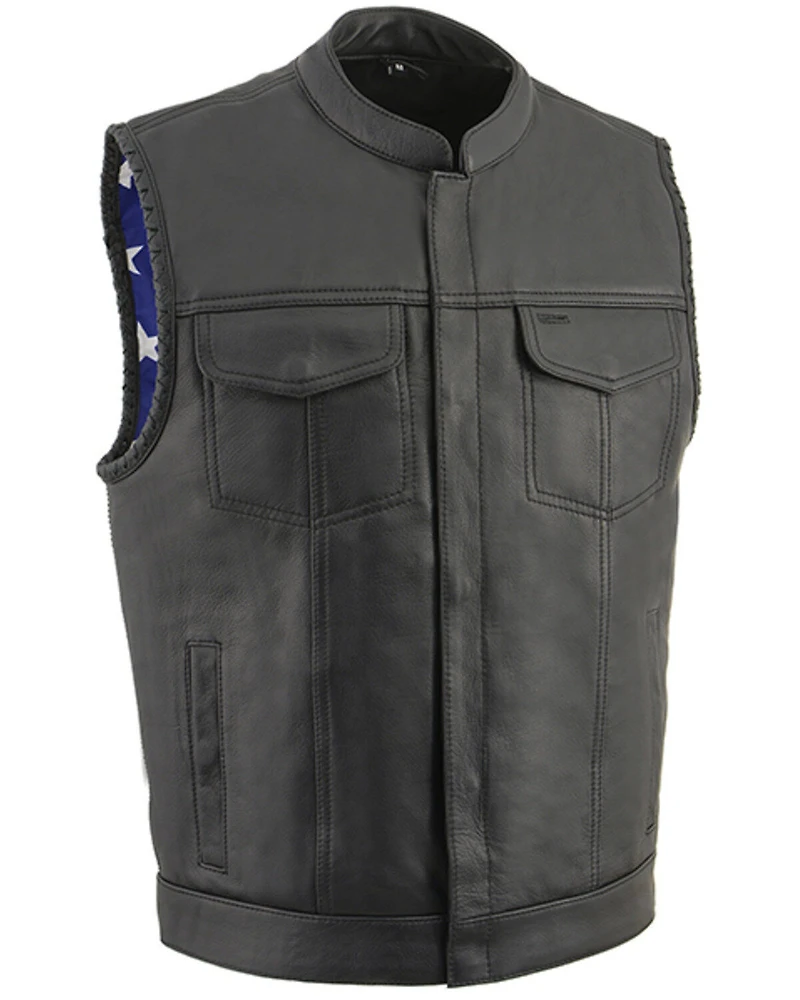 Milwaukee Leather Men's Old Glory Laced Arm Hole Concealed Carry Leather Vest - 5X