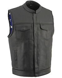 Milwaukee Leather Men's Old Glory Laced Arm Hole Concealed Carry Leather Vest - 5X