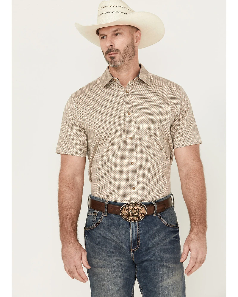Cody James Men's Grill And Greet Geo Print Short Sleeve Button-Down Stretch Western Shirt
