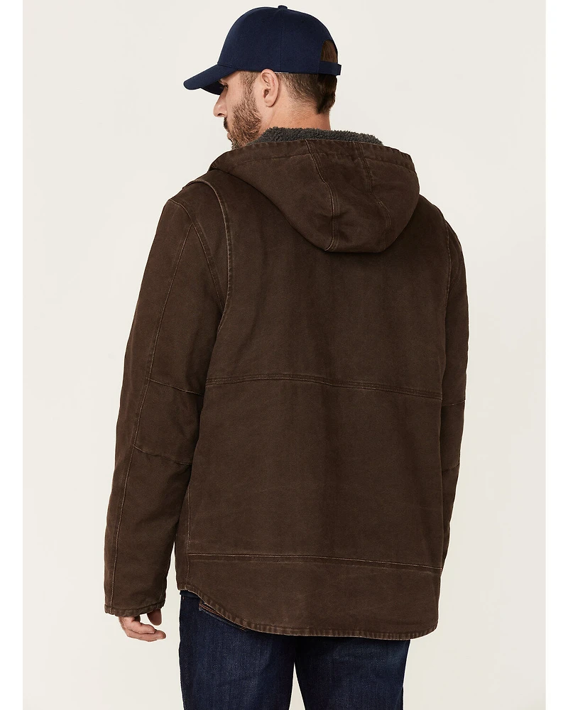 Hawx Men's Brown Castile Weathered Duck Hooded Zip-Front Insulated Work Jacket