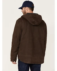 Hawx Men's Brown Castile Weathered Duck Hooded Zip-Front Insulated Work Jacket