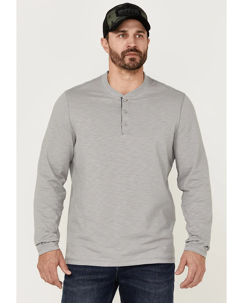 Brothers and Sons Men's Solid Heather Slub Long Sleeve Henley Shirt