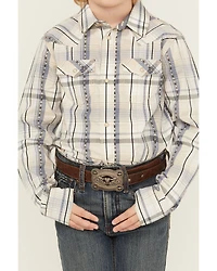 Cody James Boys' Wind Plaid Print Long Sleeve Snap Western Shirt