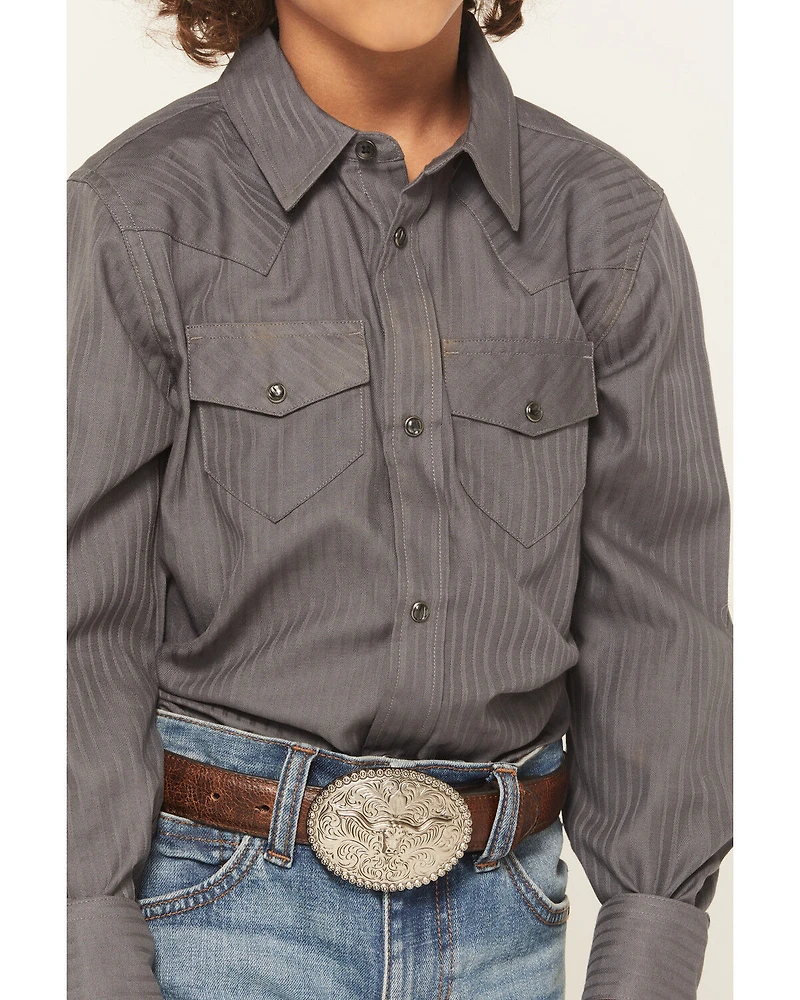 Gibson Trading Co Boys' Striped Long Sleeve Pearl Snap Western Shirt