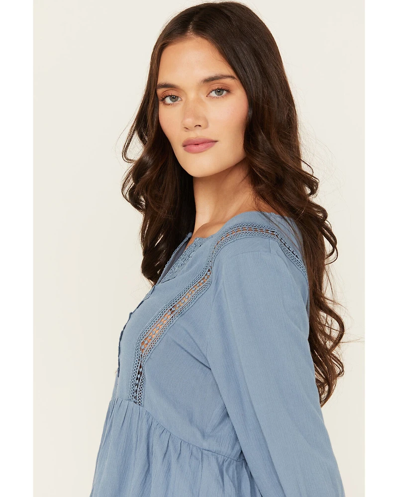 Wild Moss Women's Crochet Trim Top