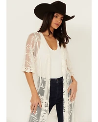 Shyanne Women's Long Knit Lace Kimono