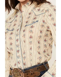 Roper Women's Floral Striped Long Sleeve Snap Western Shirt