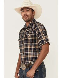 Cody James Men's Rustic Rodeo Plaid Print Short Sleeve Snap Western Shirt - Tall
